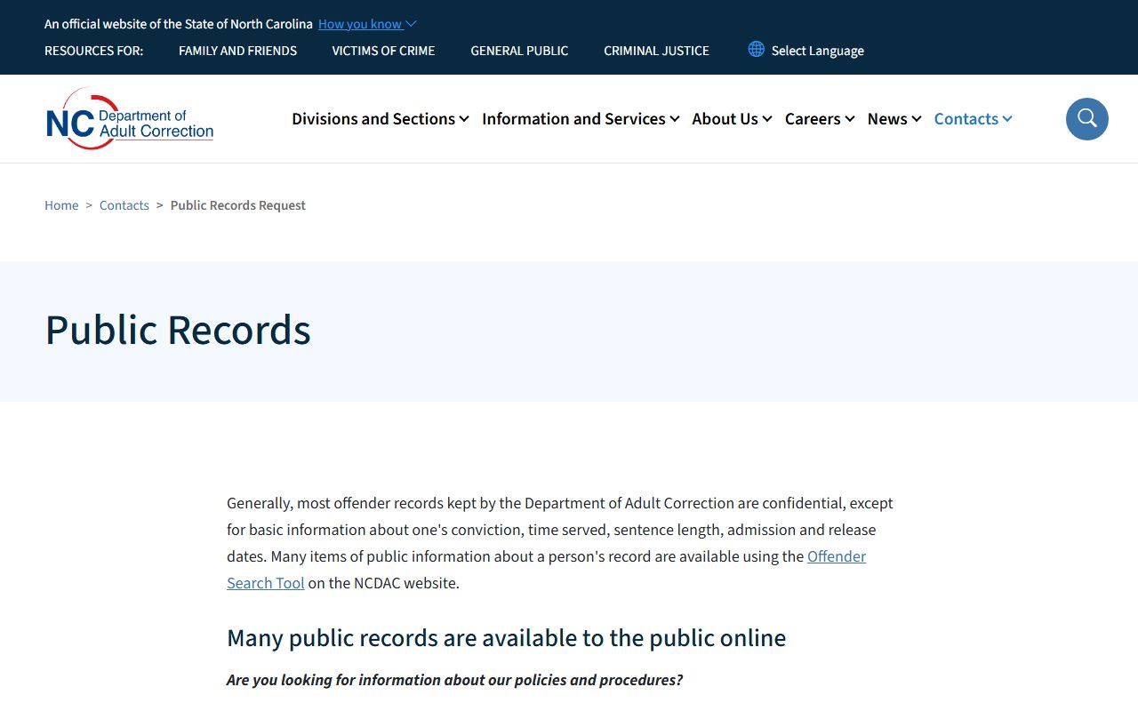 Swain County inmate records DAC public records distinction