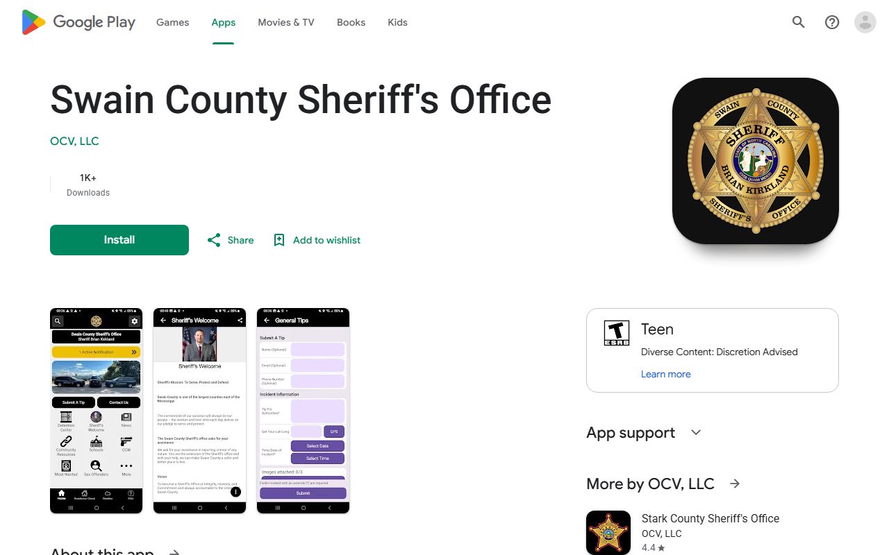 Swain County inmate records sheriff Google Play app