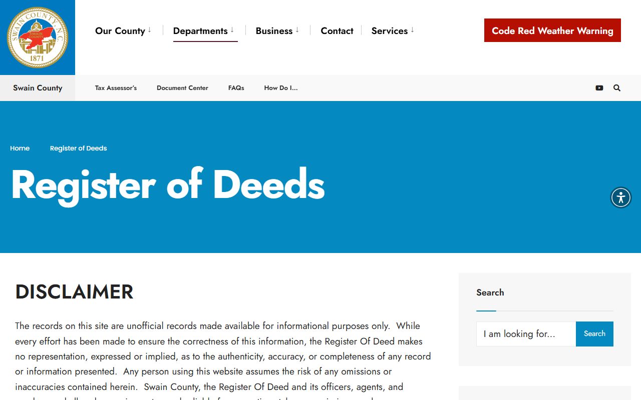 Swain County marriage and divorce records Register of Deeds