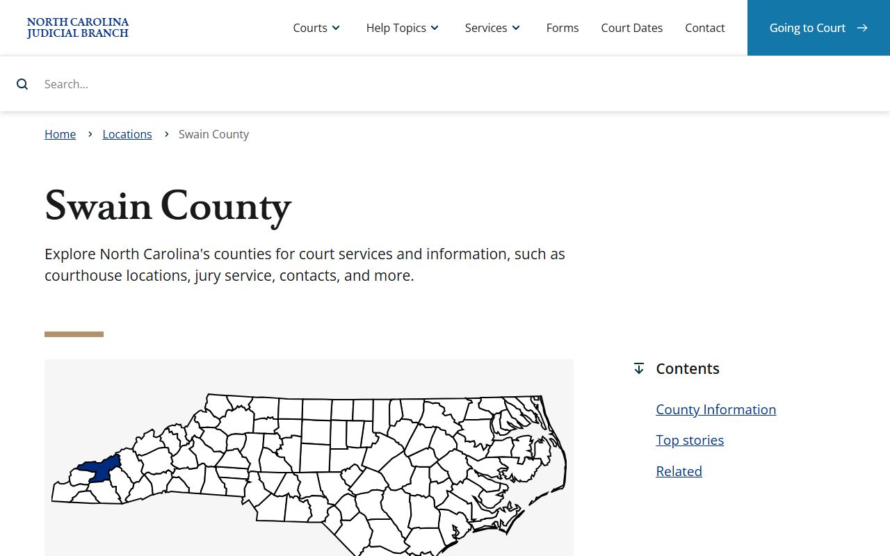 Swain County court records Judicial Branch county landing page