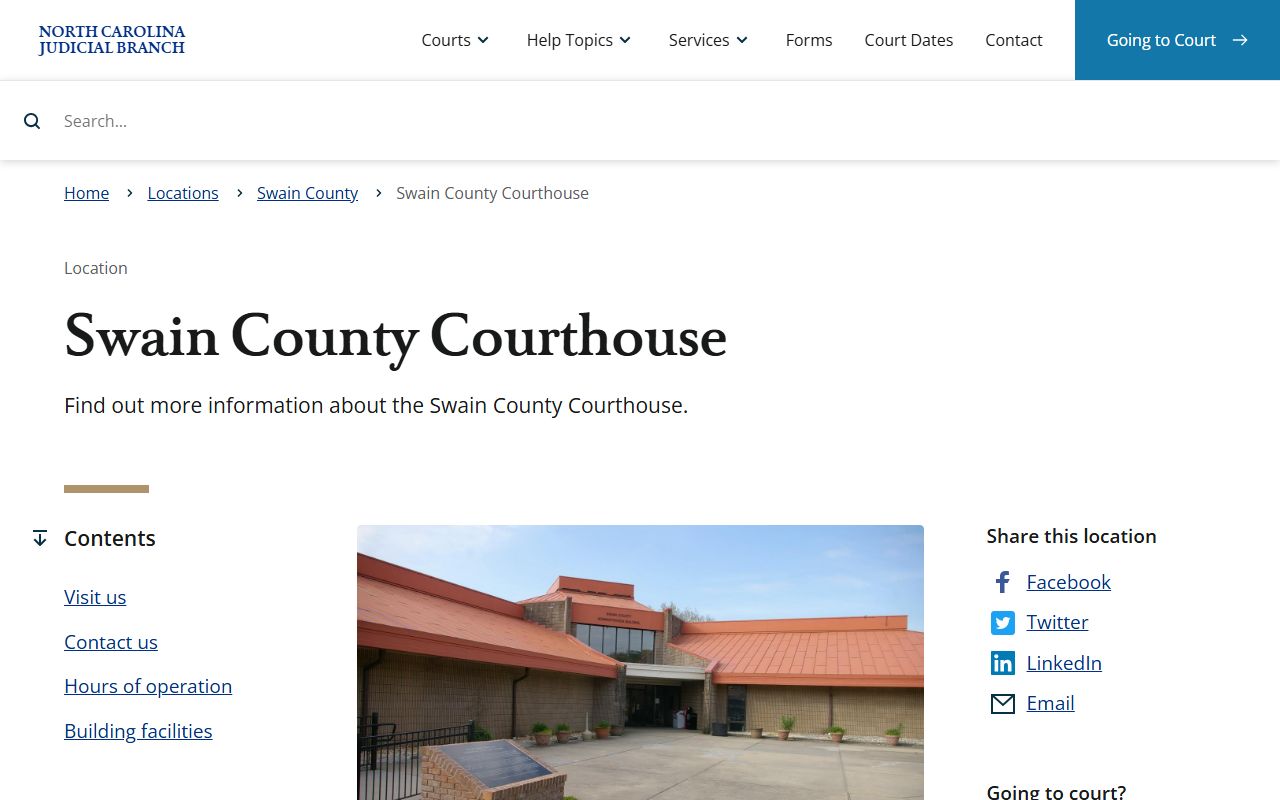 Swain County courthouse court records address and hours